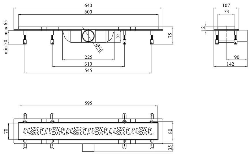 Трап лінійний Kroner KRP Harz M60 Muster 600 мм сухий затвор M60Muster CV029585 - M60Muster