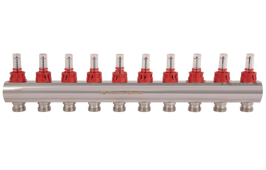 Колектор з витратомірами Thermo Alliance Standart 1" 10 виходів 3/4" SD235W10 латунь - SD235W10