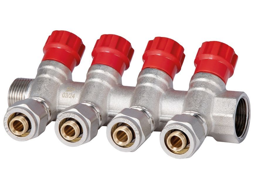 Коллектор SD PLUS 3/4" 4 выхода латунь SD230W4