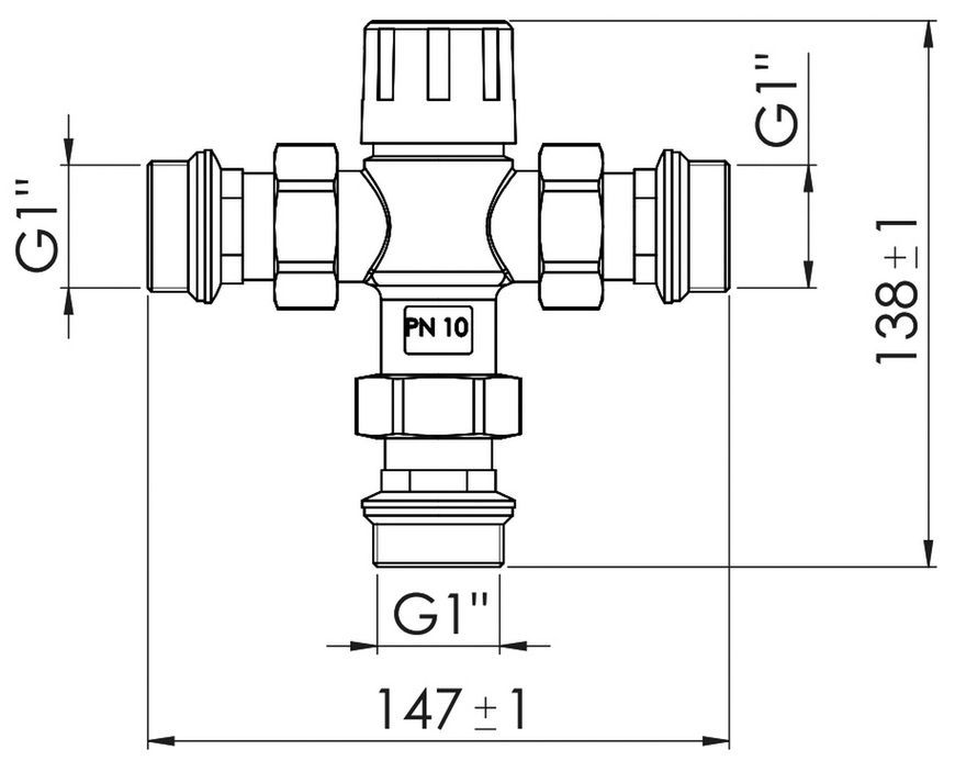 Клапан термостатический смесительный Thermo Alliance Forte 1" НР 30-60 &deg;С латунь SF010W25