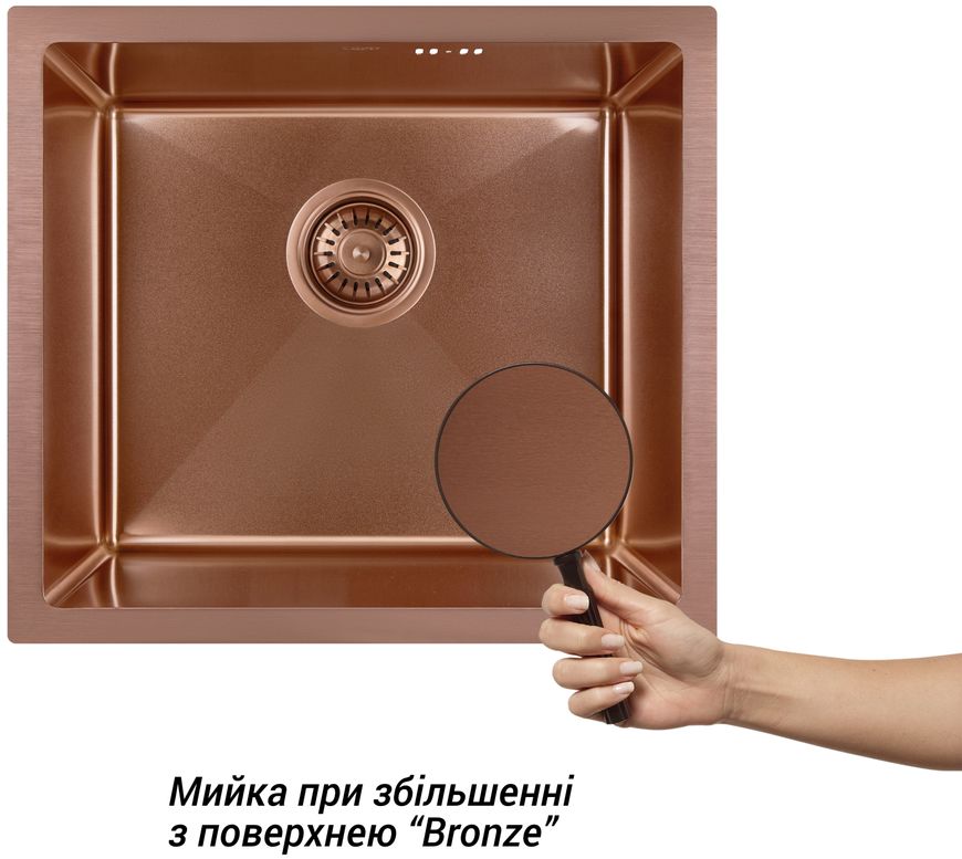 Кухонна мийка інтегрована QTAP D4843BR PVD 2,7/1,0 mm Bronze