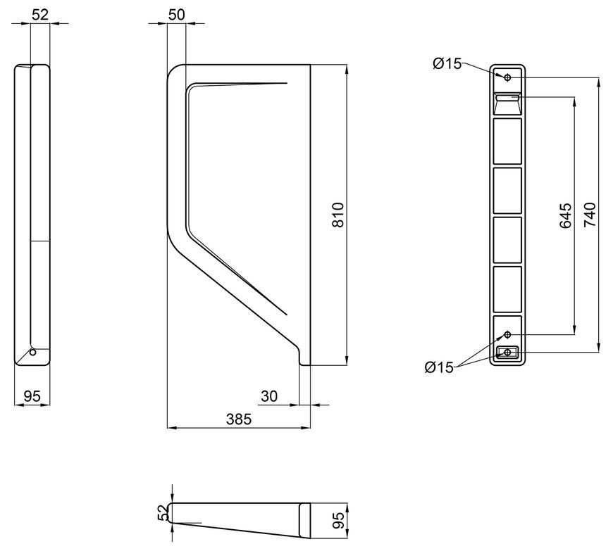 Переділ для пісуара підвісний QTAP Crow 100x390x830 White - QT0588HDUV001W