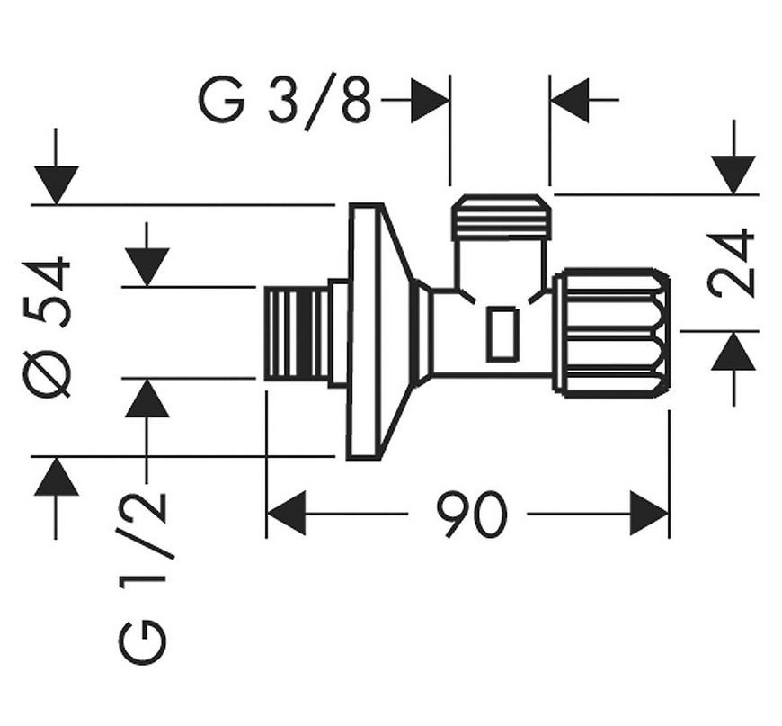 Кран угловой HANSGROHE с микрофильтром G 1/2х3/8 Chrome 13904000 хром