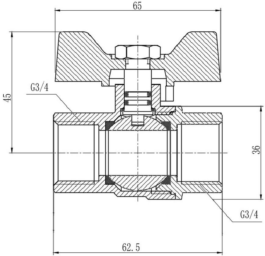 Кран кульовий SD Forte 3/4" ВР для газа (метелик) латунь SF602G20