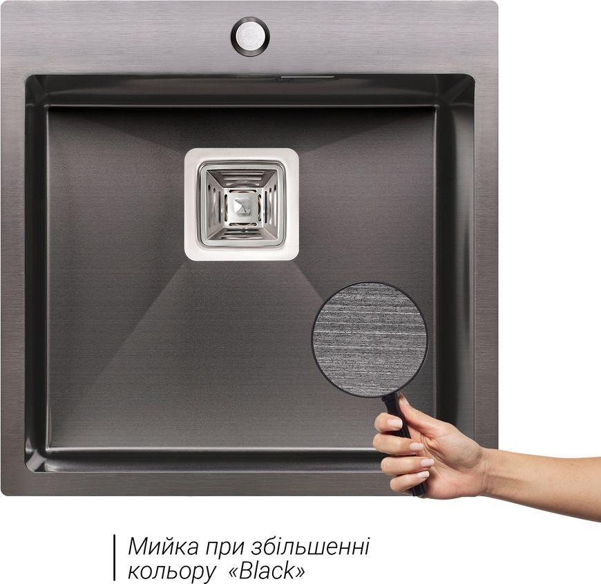 Кухонная мойка интегрированная QTAP DK5050BL PVD 2,7/1,0 мм Black - QTDK5050BLPVD2710
