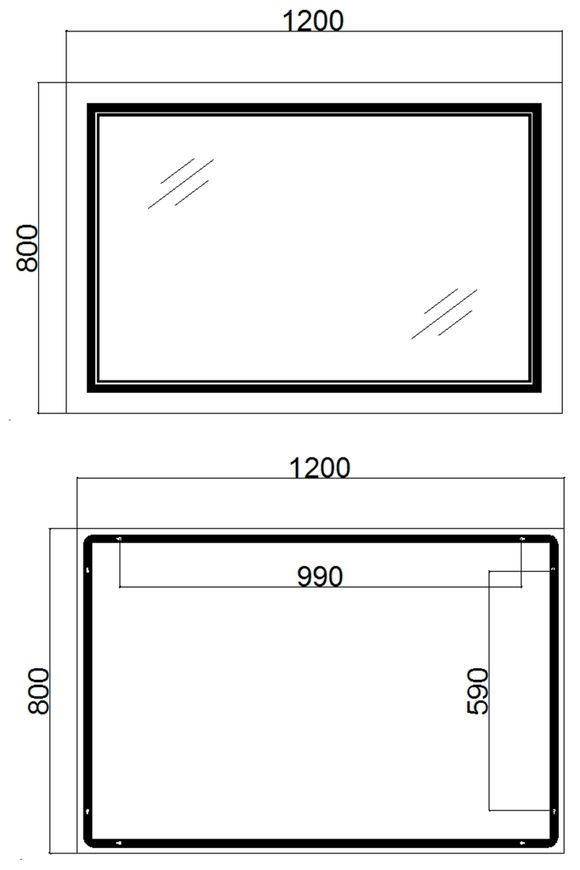 Дзеркало Qtap Cardinal 800х1200 прямокутне з LED-підсвічуванням Touch, з антизапотіванням, з димером, рег. темп. кольору (3000-6500K) QT0478C12080