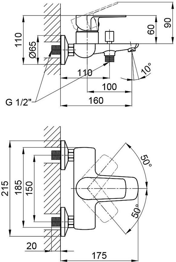 Змішувач для ванни QTAP Pl&aacute;nice 3015107DC з коротким виливом - QTPL3015107DC