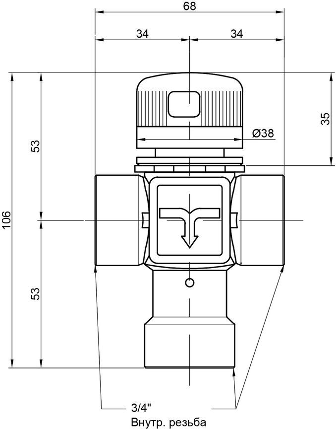 Змішувач термостатичний Icma 3/4" ВР 30-60 &deg;С латунь №149 90149AE05