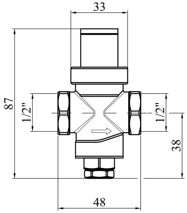 Редуктор тиску Karro KR80837/1 1/2" ВР нікельований, латунь CV008253 - KR80837/1