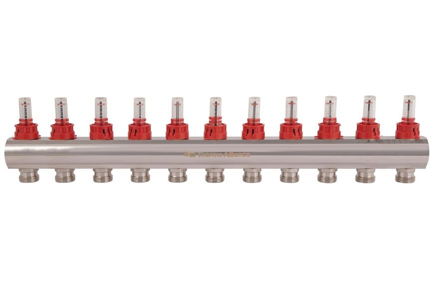 Колектор з витратомірами Thermo Alliance Standart 1" 11 виходів 3/4" SD235W11 латунь - SD235W11