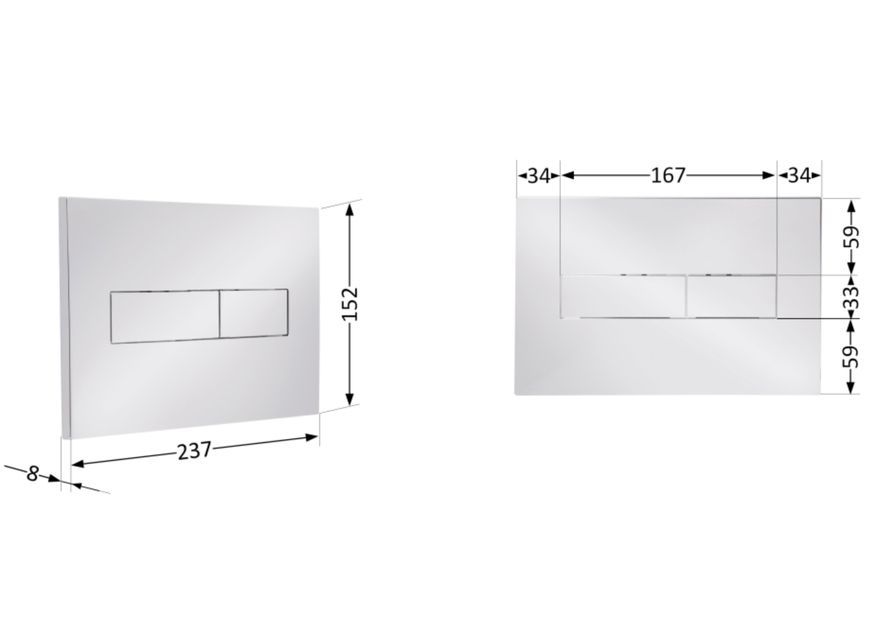 Клавіша змиву Qtap Standard 152x236x28 мм, Chrome, лінійна QTSTD164CRM49472 - QTSTD164CRM49472