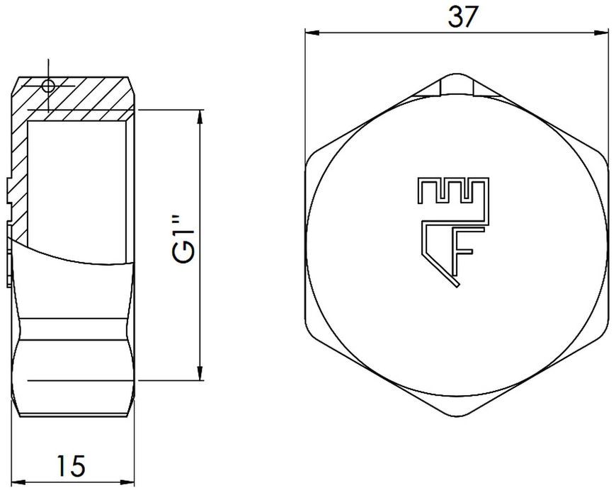Заглушка латунна SD Forte 1" ВР нікельована SF35225