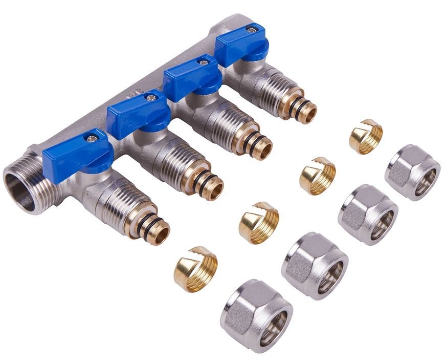 Коллектор SD PLUS 3/4" 4 выхода латунь SD231W4
