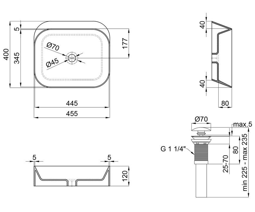Раковина-чаша QTAP Scorpio 450х390х120 White з донним клапаном QT14112242W - QT14112242W