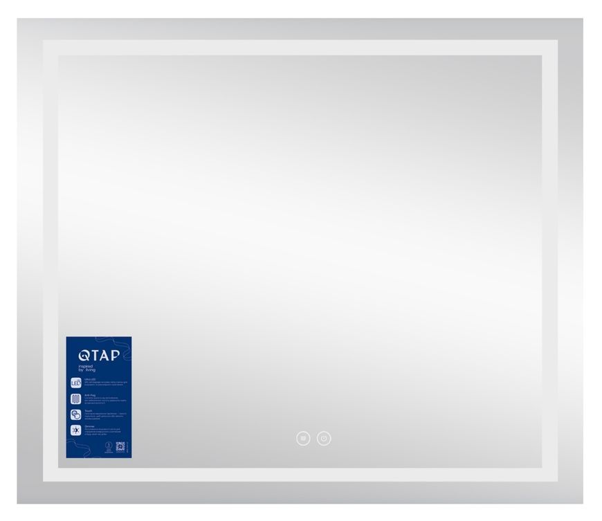 Дзеркало настінне прямокутне Qtap Mideya MI8 800х700 з LED-підсвіткою Touch, антизапотіванням, димером, рег. яскравості QT2078NCF8070W