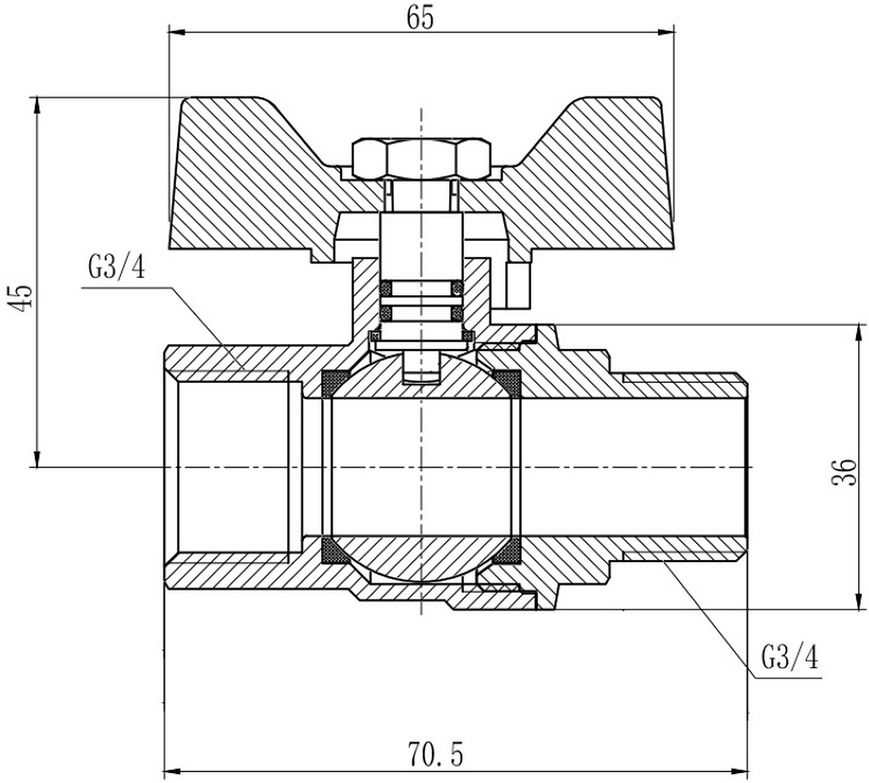 Кран кульовий SD Forte 3/4" ВЗ для газу (метелик) латунь SF607G20