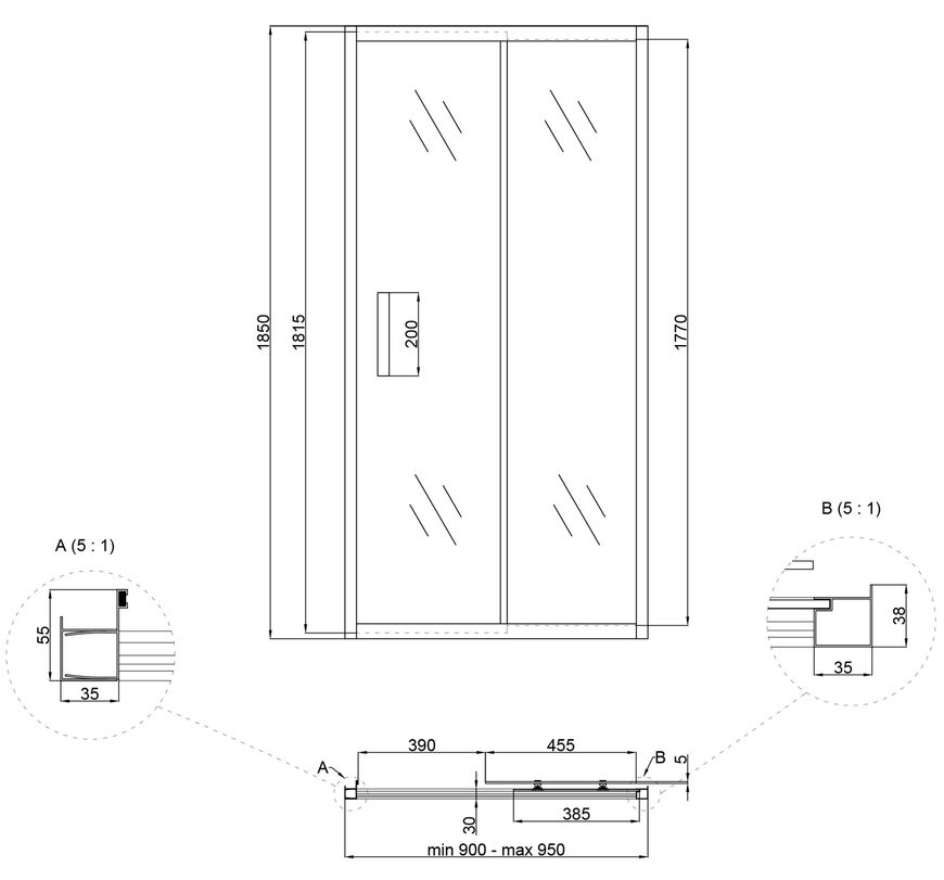 Душові двері LIDZ ŻYCIE 90x185, скло Frost 5 мм, розсувні - LZSD90185CRMFR