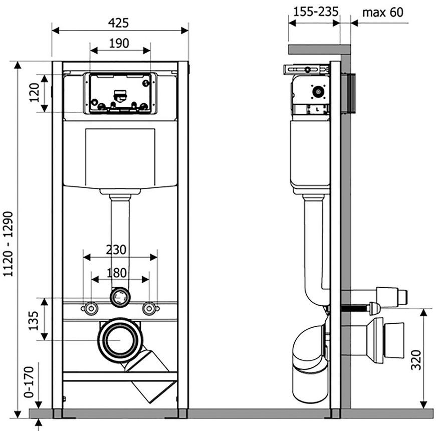 Набор инсталляция 4 в 1 QTAP Nest ST с круглой панелью смыва QT0133M425V1164GW - QT0133M425V1164GW