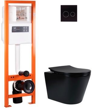 Набір QTAP інсталяція 4 в 1 з панеллю змиву Nest (QT0233M370 + QT0211P01V1178MB) + унітаз з сидінням Scorpio QT1433053ERMB - QT044SC42558