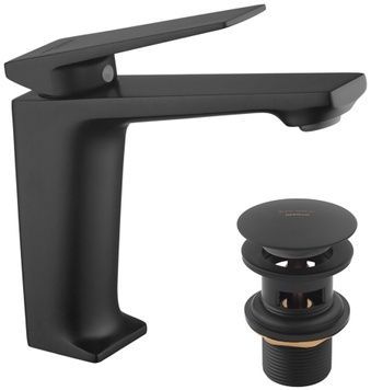 Смеситель для раковины Kroner KRP Ersel-SCH0111BV с донным клапаном Click-Clack, латунь, черный CV035470 - Ersel-SCH0111BV