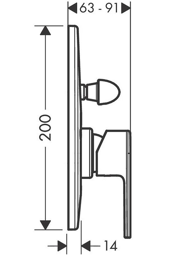 Змішувач для ванни/душу HANSGROHE Vernis Shape прихованого монтажу чорний матовий 71458670 - 71458670