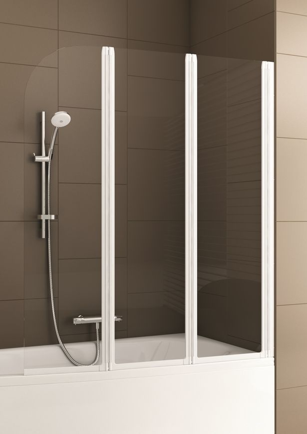 Шторка стеклянная для ванны KFA ARMATURA MODERN 3 170-06953P универсальная, профиль белый - 170-06953P