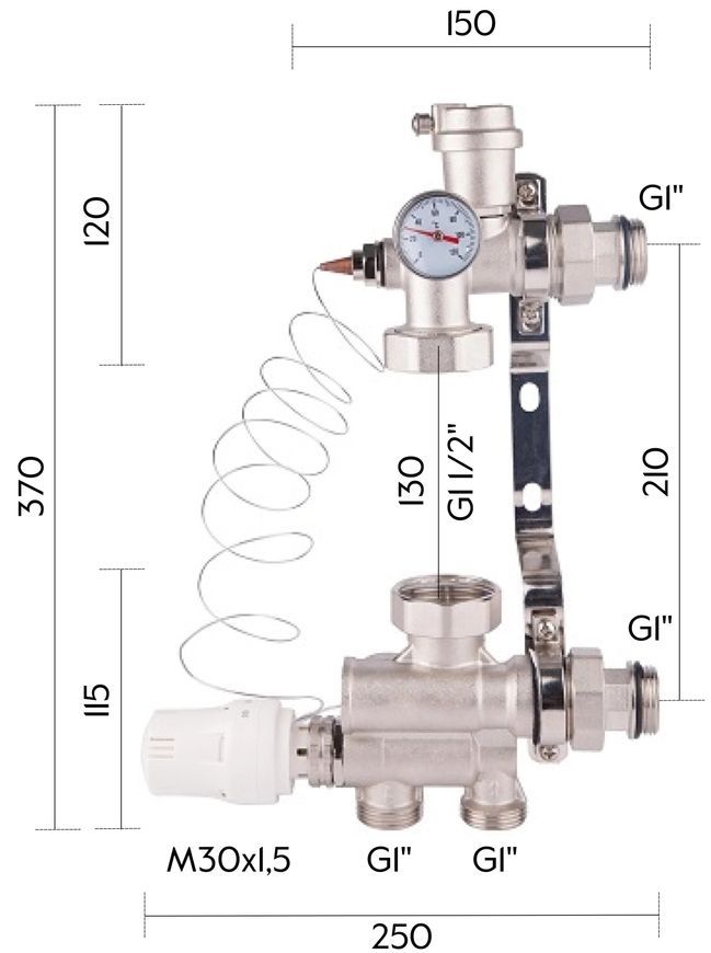 Змішувальна група Thermo Alliance Standart 1" нижнє підкл. без насосу SF007W25 - SF007W25