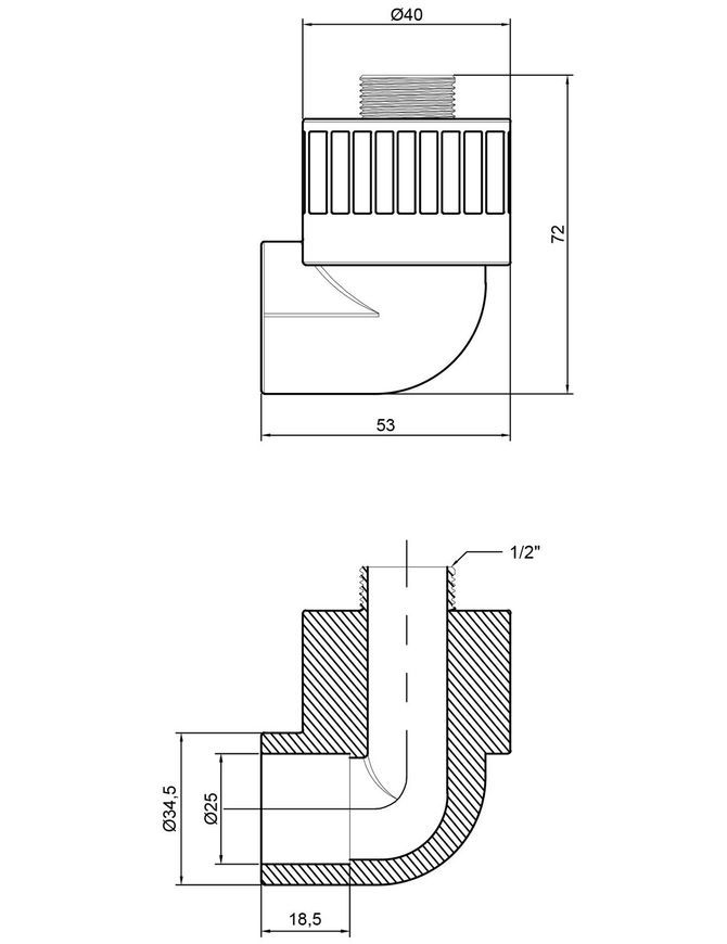 Кутик PPR ALFA PLAST 25х1/2" 90&deg; ЗР APMTEX2512X - APMTEX2512X