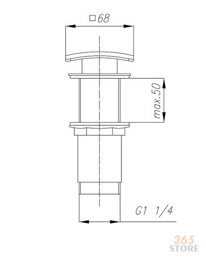 Донний клапан KFA ARMATURA для умивальника 1 1/4" Cliсk-Claсk квадрат чорний з переливом - 660-454-81