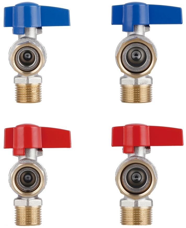 Комплект кранів кульових кутових з накидною гайкою Thermo Alliance Standart 1/2", 3/4" ВЗ для підключення котла TAS225RBW1520