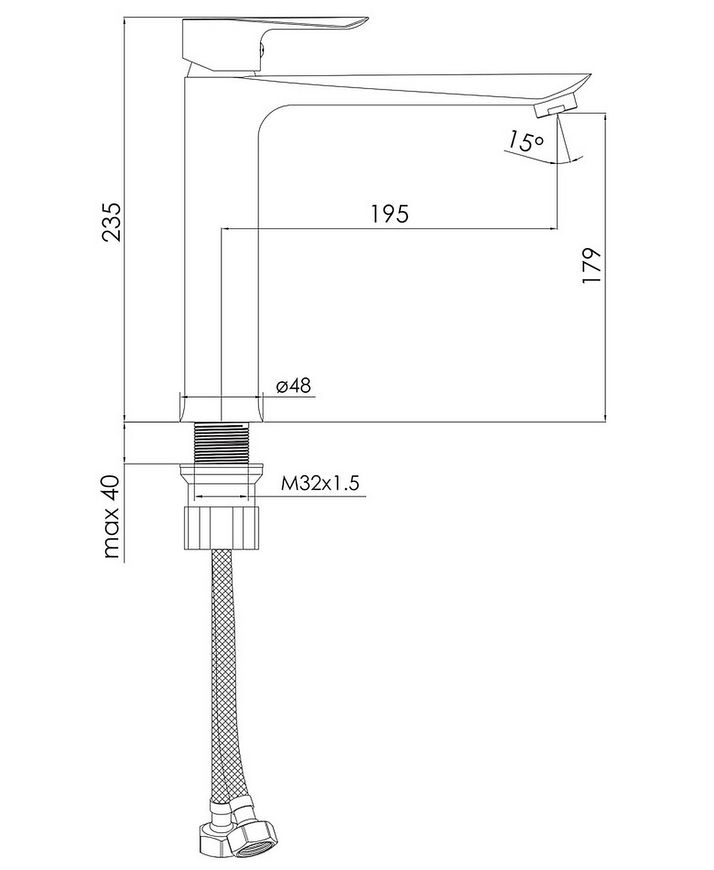 Змішувач для умивальника IMPRESE VACLAV f03506401AB хром високий 35 мм - f03506401AB