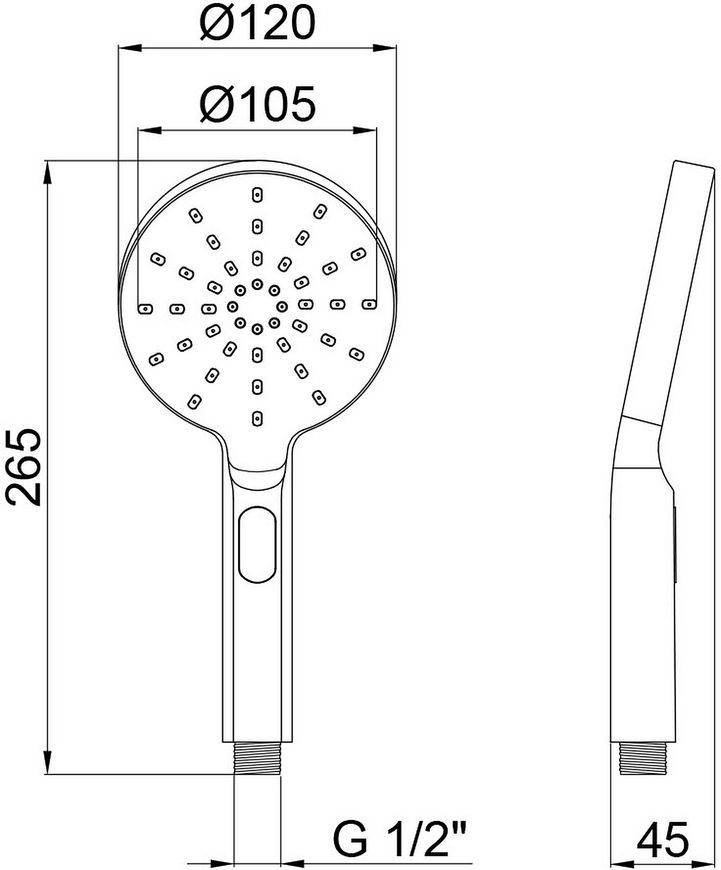 Лейка для ручного душа QTAP Rucni A121O3PCC - QTRUCA121O3PCC