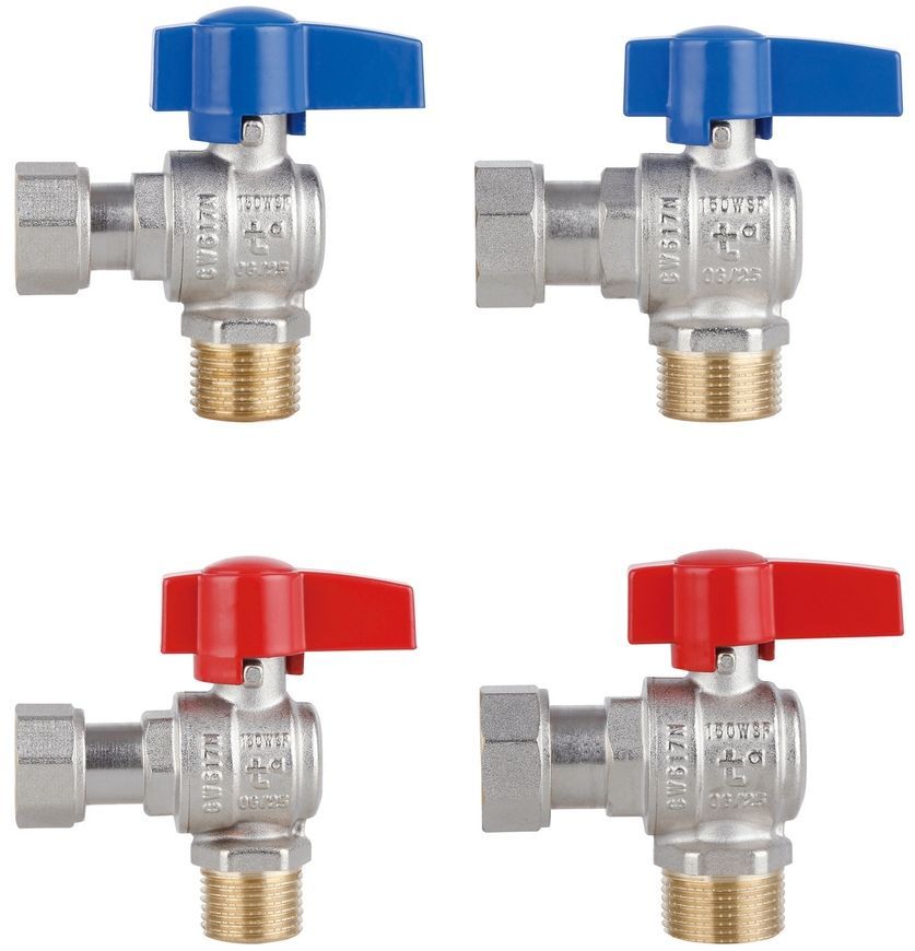 Комплект кранів кульових кутових з накидною гайкою Thermo Alliance Standart 1/2", 3/4" ВЗ для підключення котла TAS225RBW1520