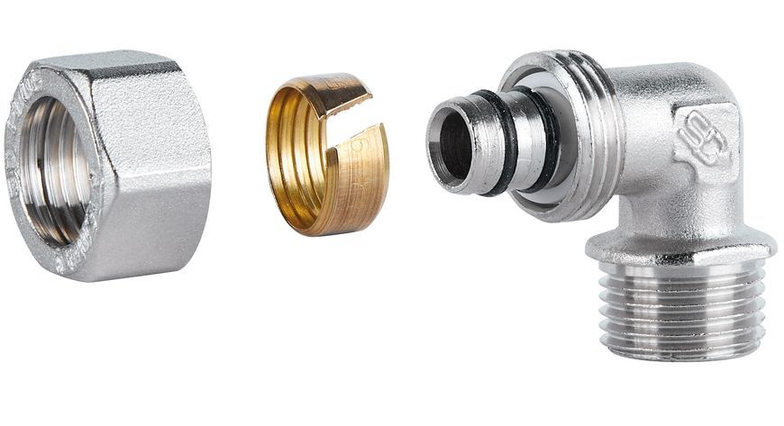 Уголок обжимной SD Plus 16х1/2" НР разборный латунь SD157W1615