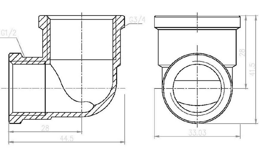 Кутик редукційний SD Forte латунний 1/2"ВРх3/4"ВР нікельований SF3692015