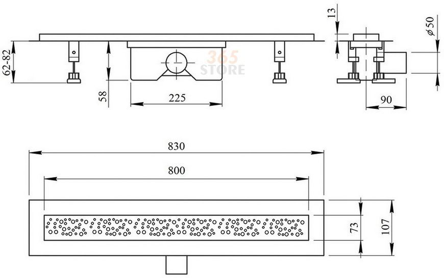 Трап Q-TAP Dry FC304-800 з сухим затвором 800 мм - QTDRYFC304800
