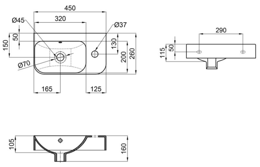 Раковина Qtap Tern 450х260х160 White QT17115117RWN - QT17115117RWN