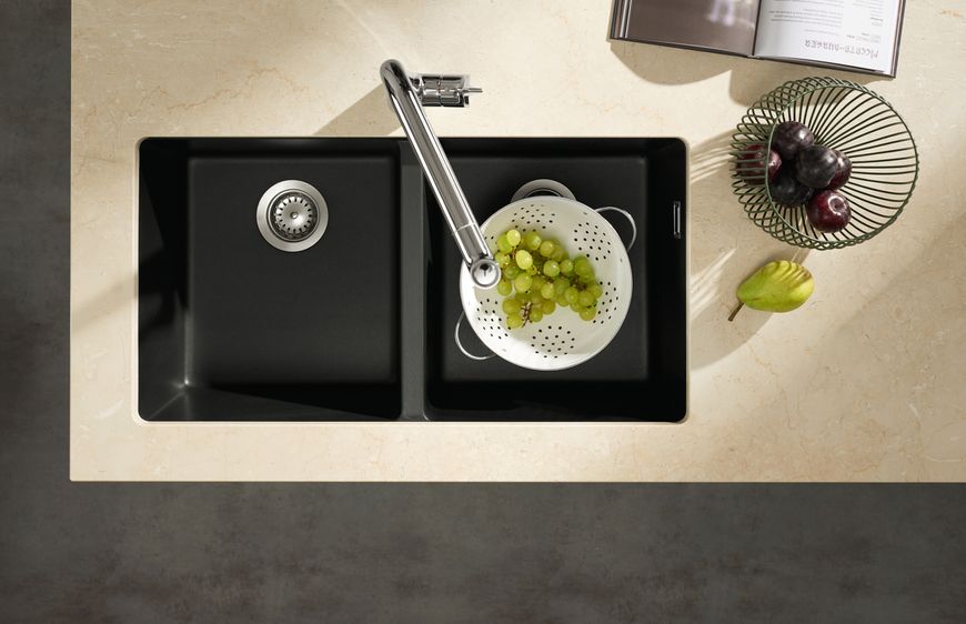 Кухонна мийка HANSGROHE S510-U770 під стільницю 820х450 на дві чаші 370/370 Graphiteblack чорний графіт 43434170 - 43434170