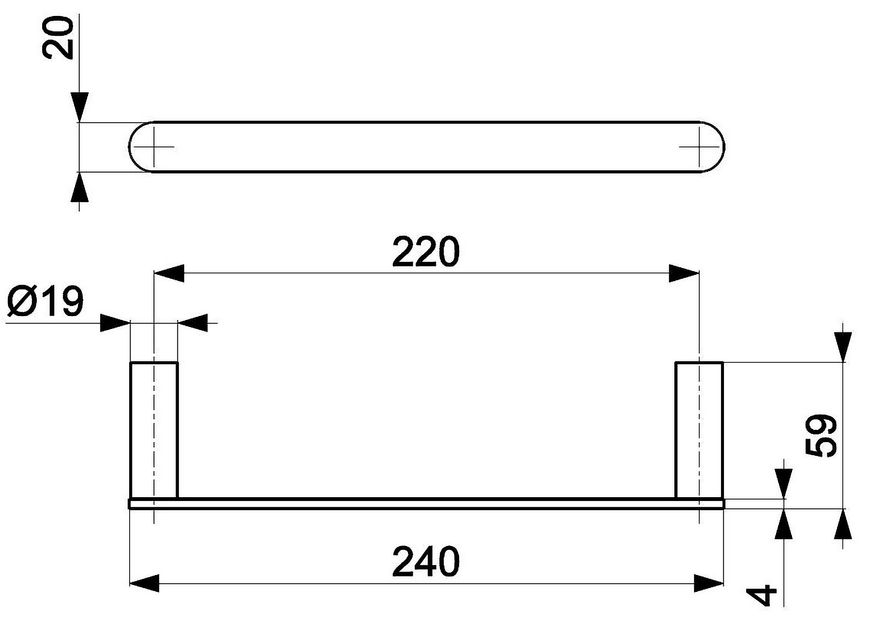 Тримач для рушників KFA ARMATURA 22 см Chrome 864-025-00 хром