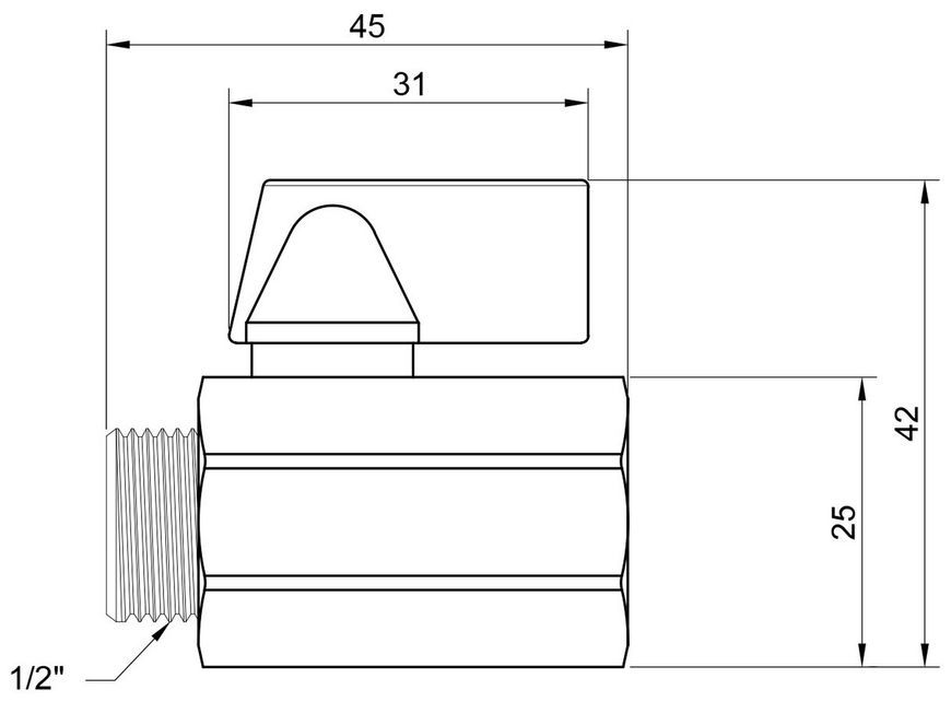 Кран кульовий прямий міні Thermo Alliance Standart 1/2" ВЗ латунь SD188W15 - SD188W15