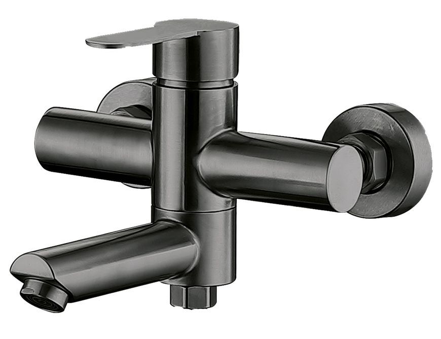 Смеситель для ванны Brinex Pure 006 с поворотным изливом и душевым гарнитуром Graphite BRIPUR006GRP - BRIPUR006GRP