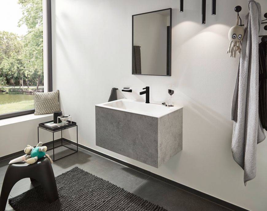 Смеситель для раковины HANSGROHE Finoris 110 Matt Black 76023670 черный матовый с донным клапаном push-open - 76023670