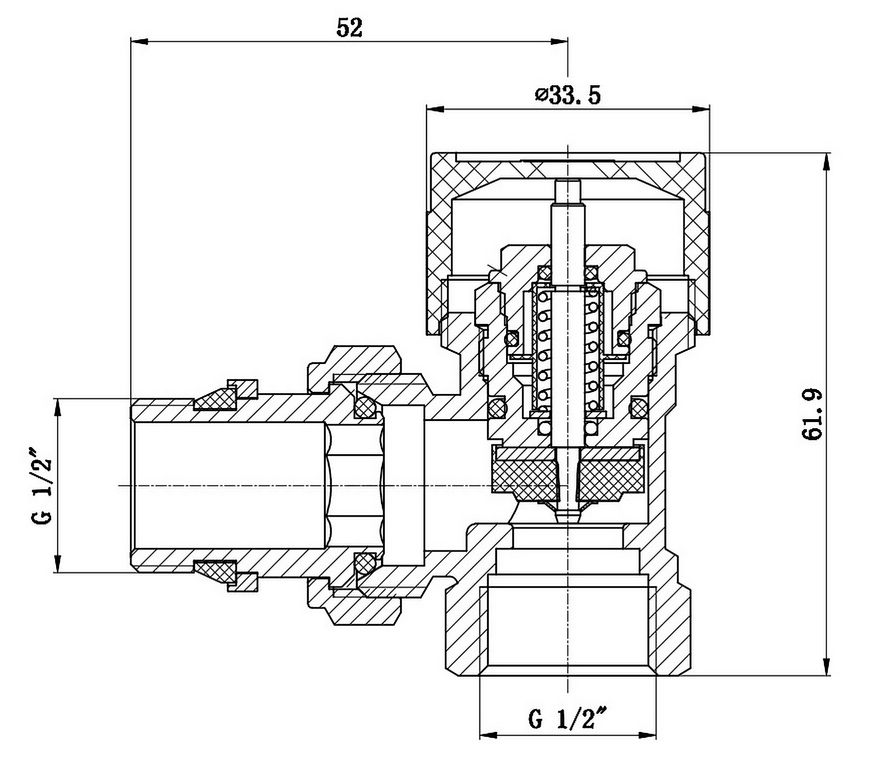 Кран (вентиль) SD FORTE термостатический угловой 1/2" ВВ с антипротечкой SF238W15 - SF238W15