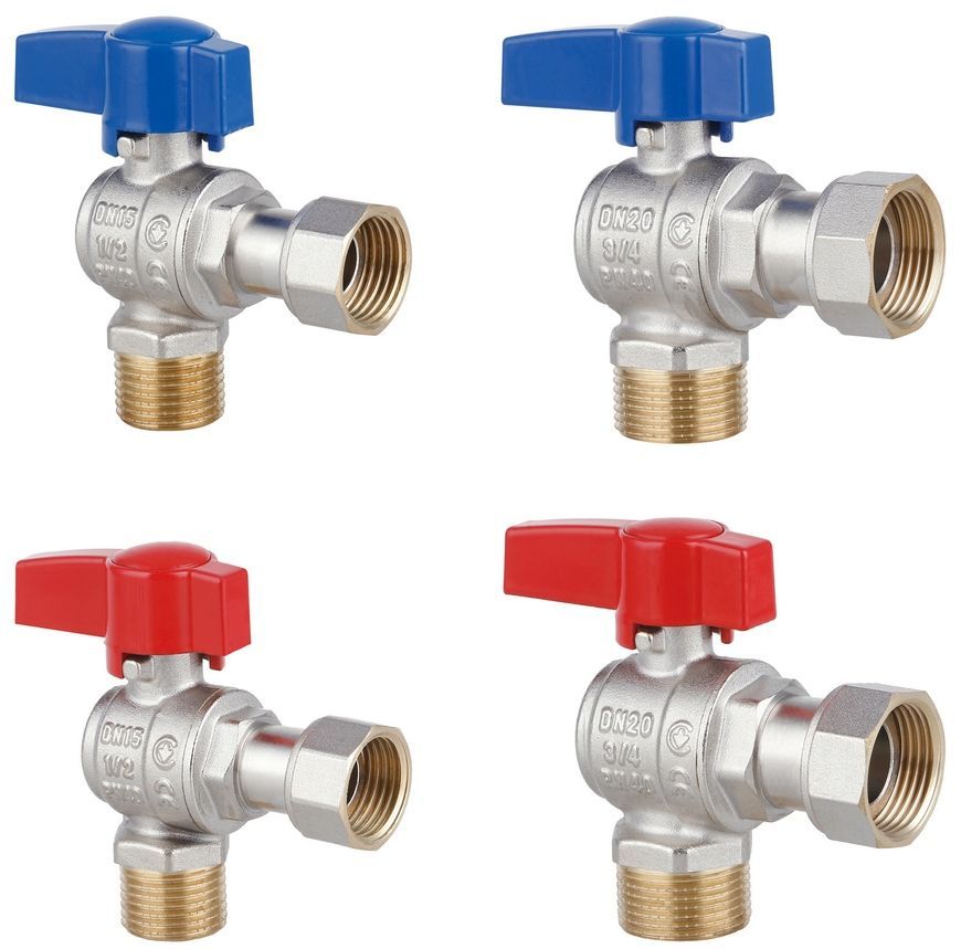 Комплект кранів кульових кутових з накидною гайкою Thermo Alliance Standart 1/2", 3/4" ВЗ для підключення котла TAS225RBW1520
