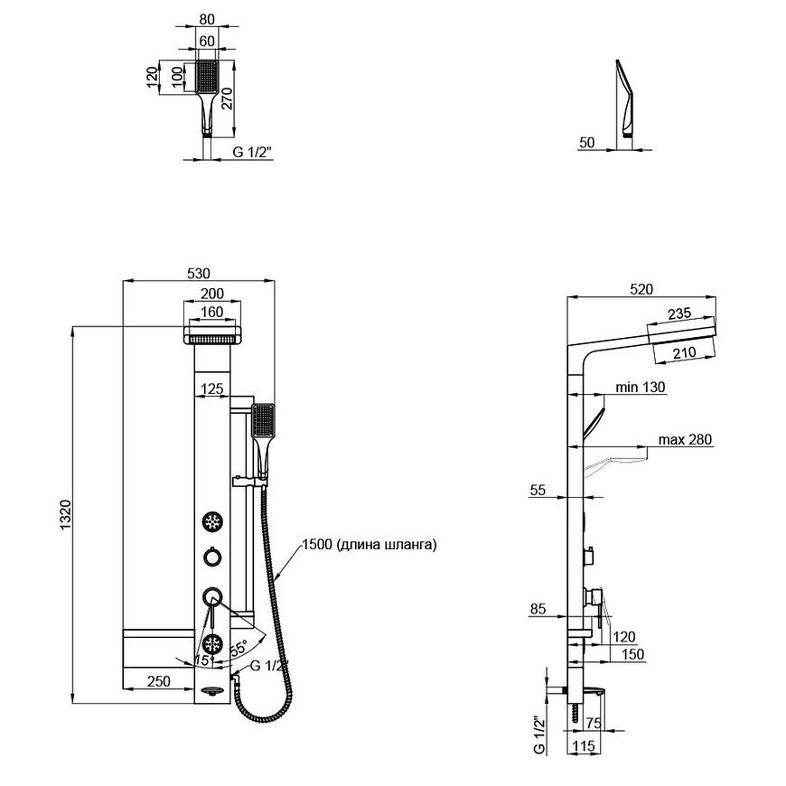 Душова панель QTAP 1114 WHI - QT1114WHI