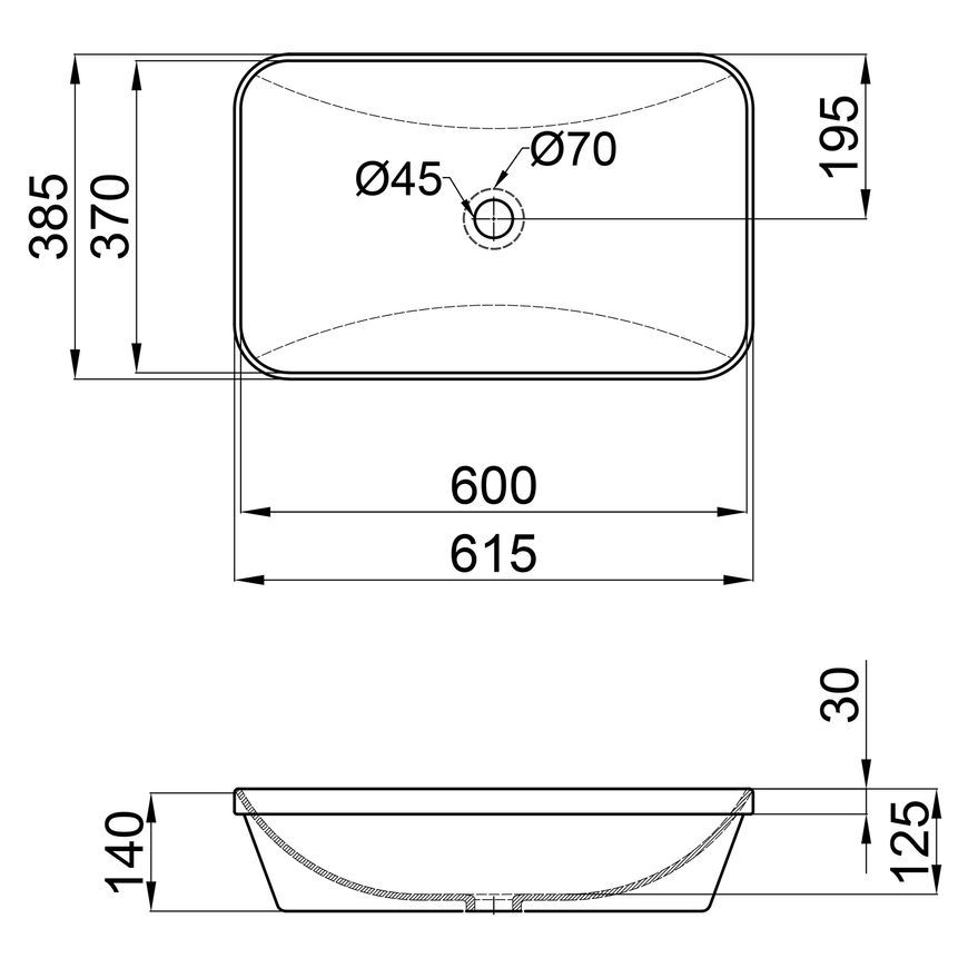 Раковина QTAP Scorpio 610х380х150 White с донным клапаном QT1411K491W - QT1411K491W