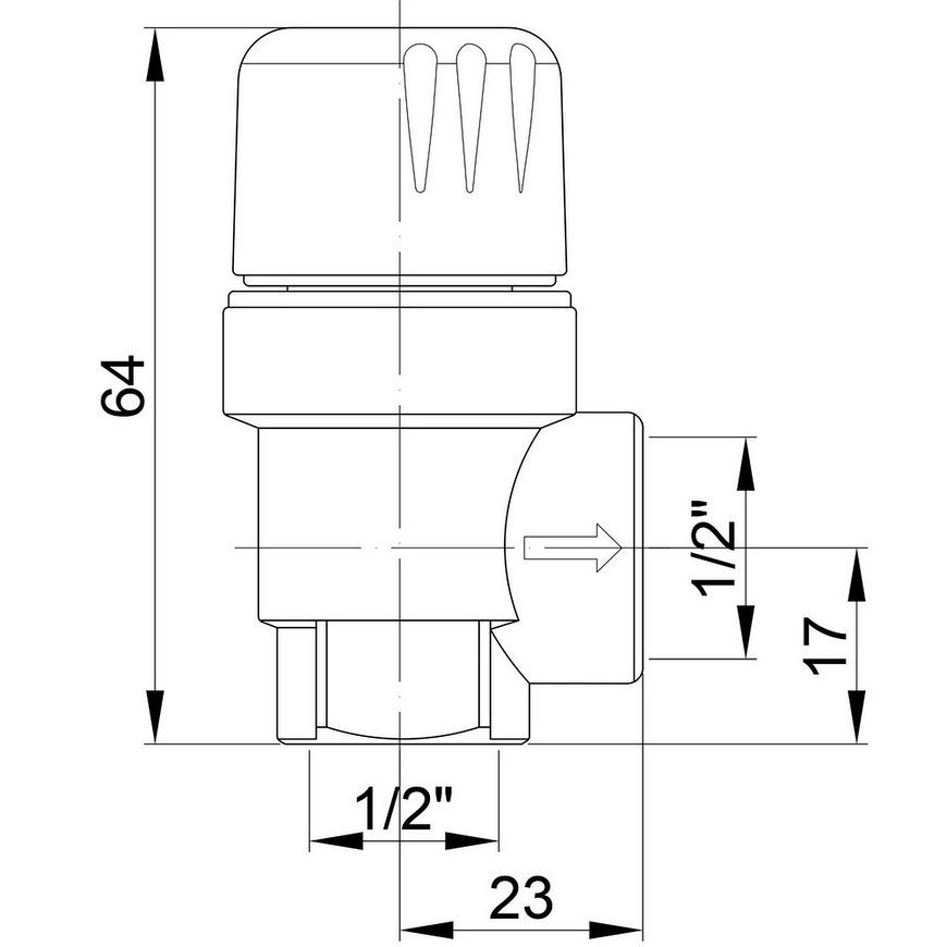 Предохранительный клапан ICMA 1/2" ВР 10 бар №241 - 91241ADAS