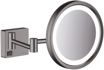 Зеркало для бритья (косметическое) HANSGROHE AddStoris с LED подсветкой Brushed Black Chrome 41790340 матовый черный хром - 41790340