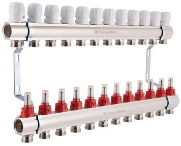 Колектор з витратомірами Thermo Alliance Standart 1" 12 виходів 3/4" SD235W12 латунь - SD235W12