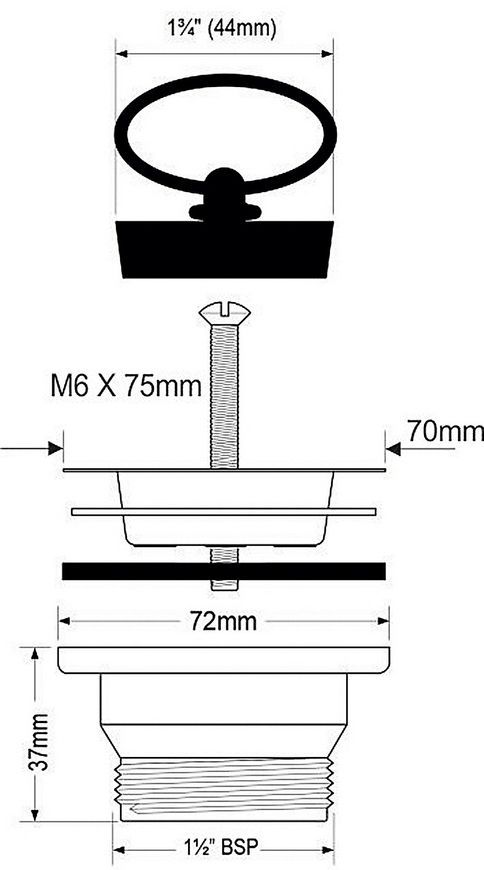 Злив McALPINE до кухонної мийки 1 1/2&Prime; x 70 мм з решіткою HC15